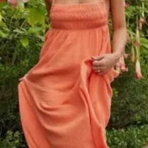 aerie Pool to Party Gauzy Coral Spaghetti-Strap Maxi Dress w Pockets